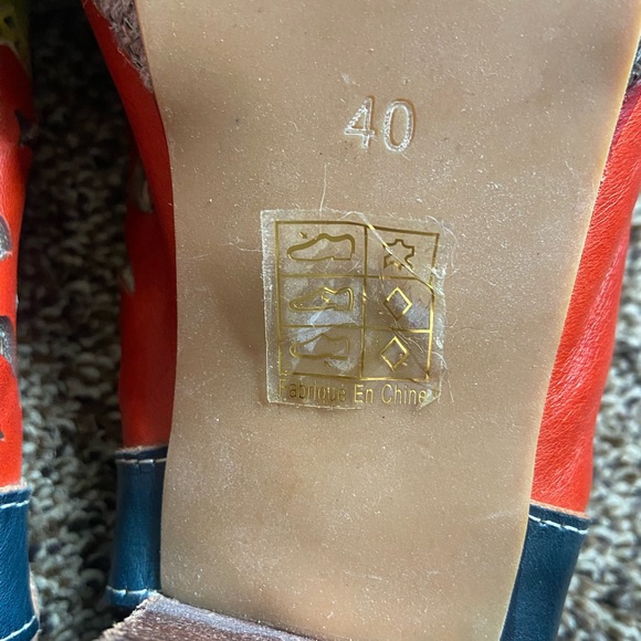 L'Artiste Belen Spring Step Floral Leather Slingback Sandal Heel US 40 - Picture 7 of 9